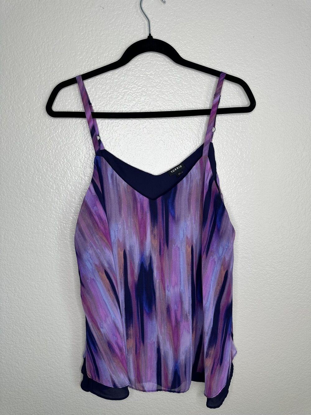 Torrid Tank Top Womens 00 Watercolor Print Sleeveless Chiffon Layered Blouse Shi